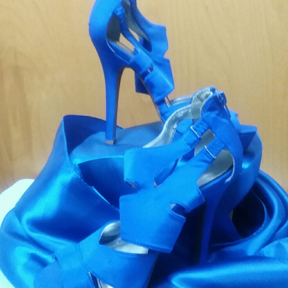 Royal Blue Cloth Open Toe Heel